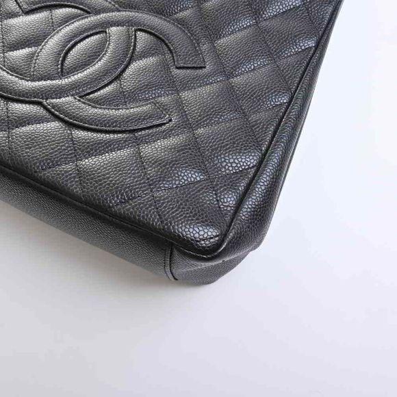 Chanel Caviar Skin Matelasse Here Mark Chain Tote Bag Black - Picture 3 of 8